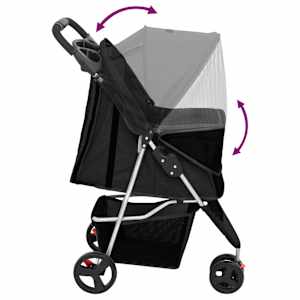 Skládací kočárek pro psa černý 80x46x98 cm oxfordská tkanina - obrázek 6