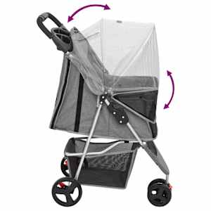Skládací kočárek pro psa šedý 80 x 46 x 98 cm oxfordská tkanina - obrázek 6