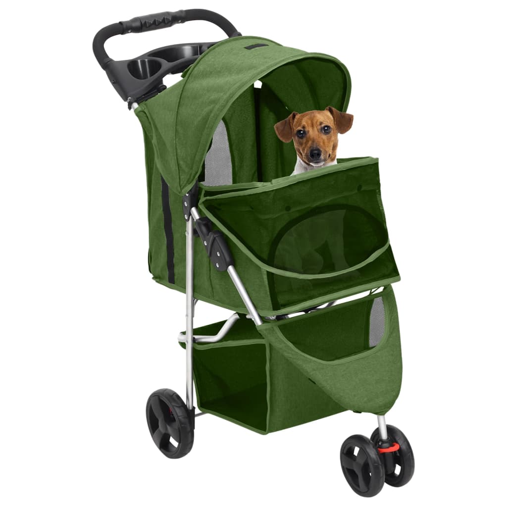 vidaXL Сгъваема количка за кучета зелена 80x46x98 см Оксфорд плат