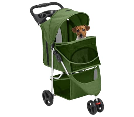 vidaXL Сгъваема количка за кучета зелена 80x46x98 см Оксфорд плат