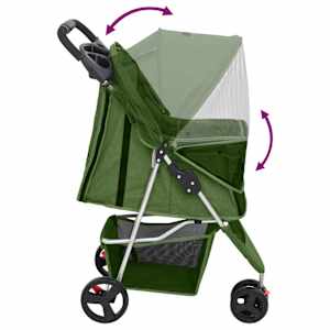Skládací kočárek pro psa zelený 80x46x98 cm oxfordská tkanina - obrázek 6