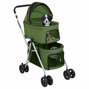 2patrový skládací kočárek pro psa zelený 83 x 48 x 97 cm oxford - obrázek 2