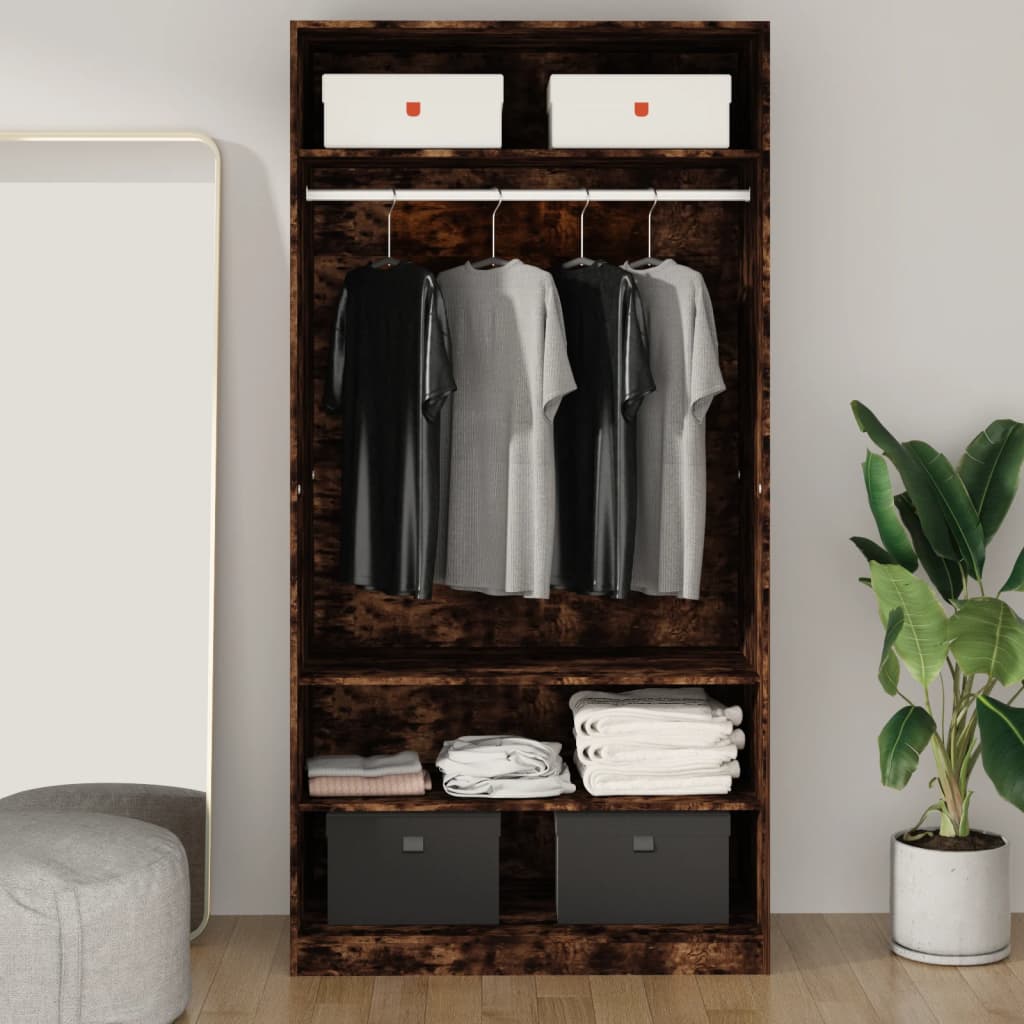 vidaXL füstös tölgy színű szerelt fa ruhásszekrény 100 x 50 x 200 cm