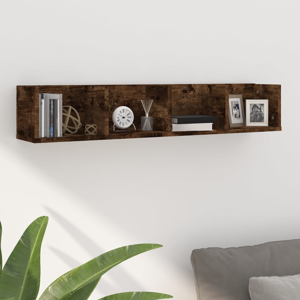vida XL CD-Wandregal Räuchereiche 100x 18x 18 cm Holzwerkstoff