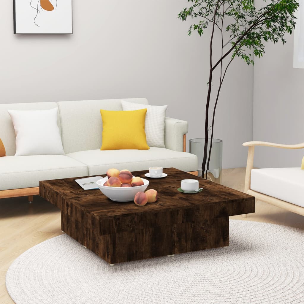 vidaXL Couchtisch Räuchereiche 90x90x28 cm Holzwerkstoff