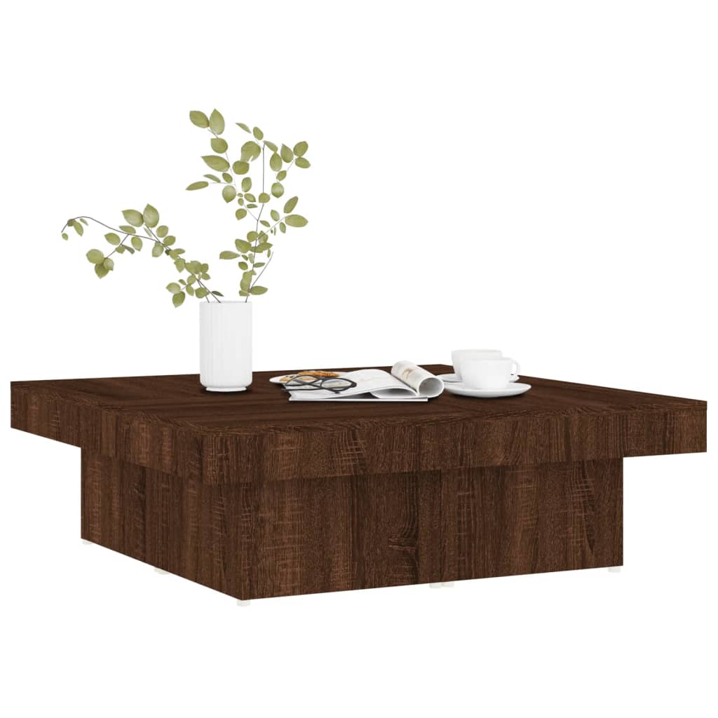 vidaXL Salontafel 90x90x28 cm bewerkt hout bruin eikenkleur afbeelding