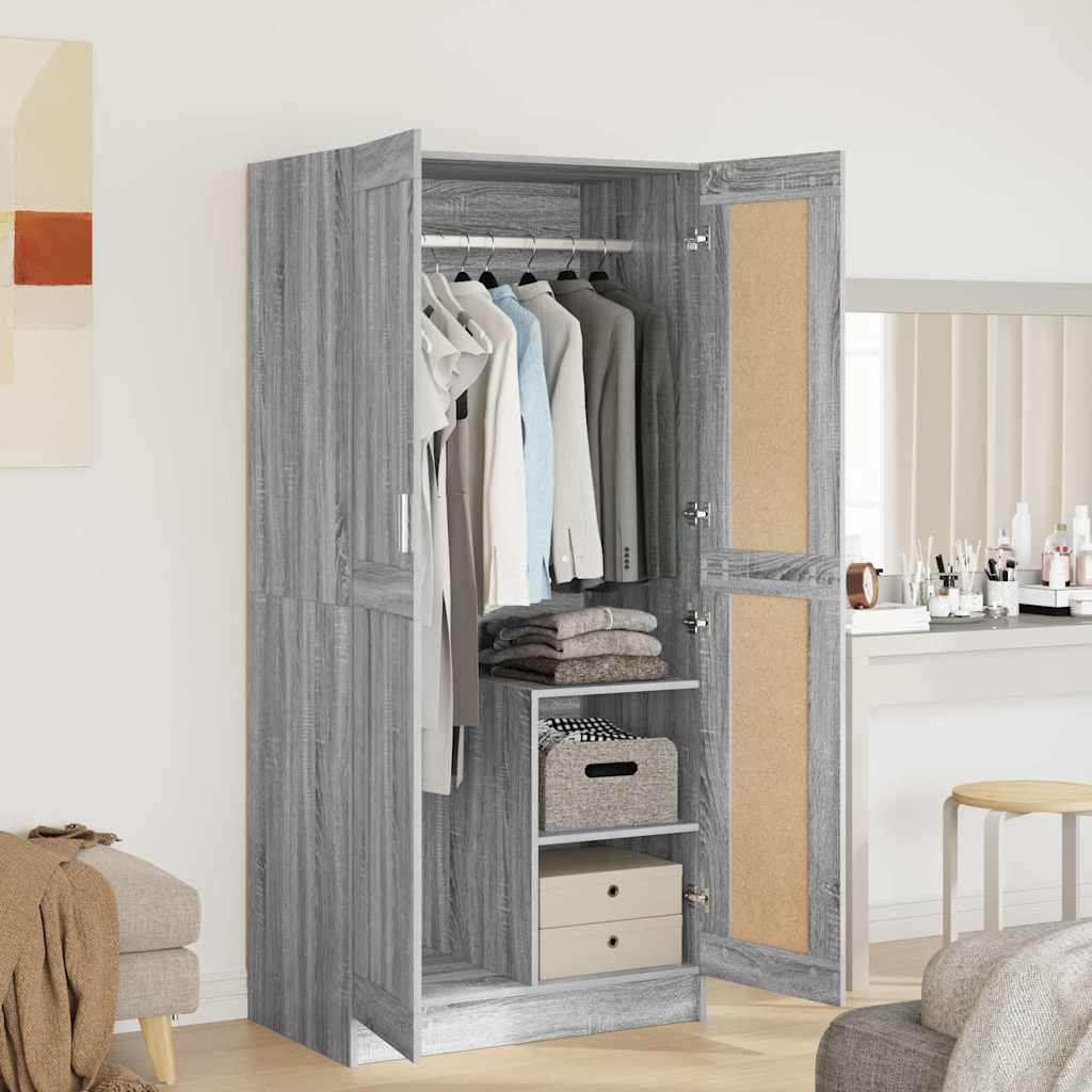 vidaXL Vaatekaappi harmaa Sonoma 82,5x51,5x180 cm tekninen puu