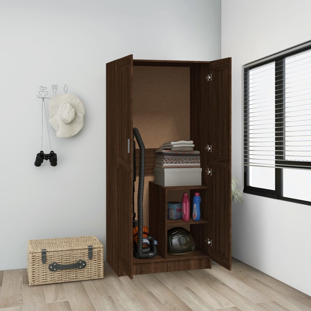 vidaXL Garderobe brun eik 82,5x51,5x180 cm konstruert tre