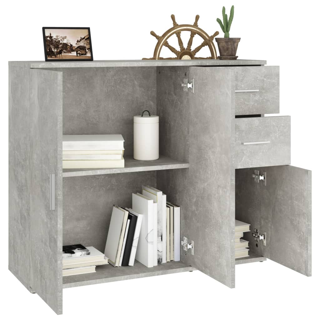 Credenza Grigio Cemento 91x29,5x75 Cm In Legno Multistrato VidaXL 15 width=274