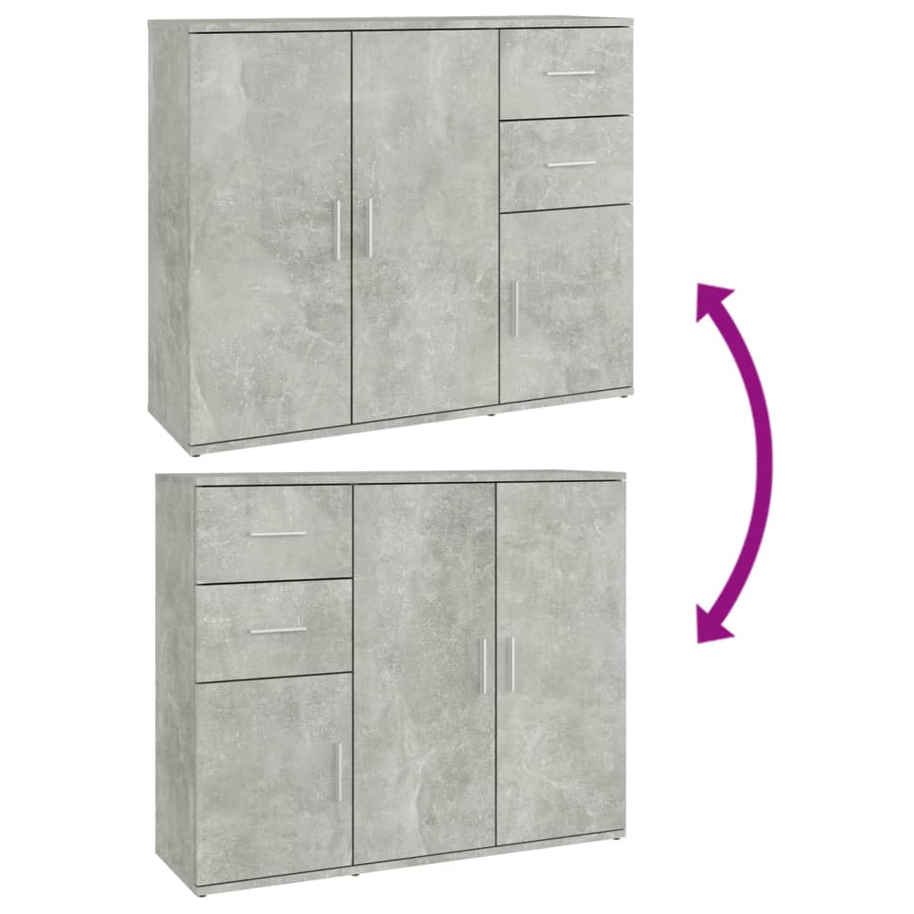 Credenza Grigio Cemento 91x29,5x75 Cm In Legno Multistrato VidaXL 20 width=274