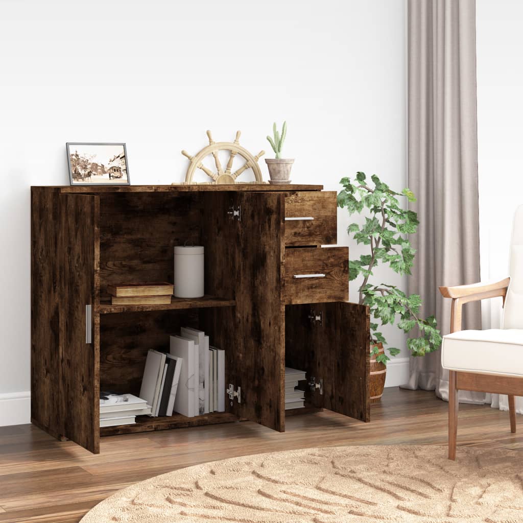 vidaXL Dressoir 91x29,5x75 cm bewerkt hout gerookt eikenkleurig afbeelding