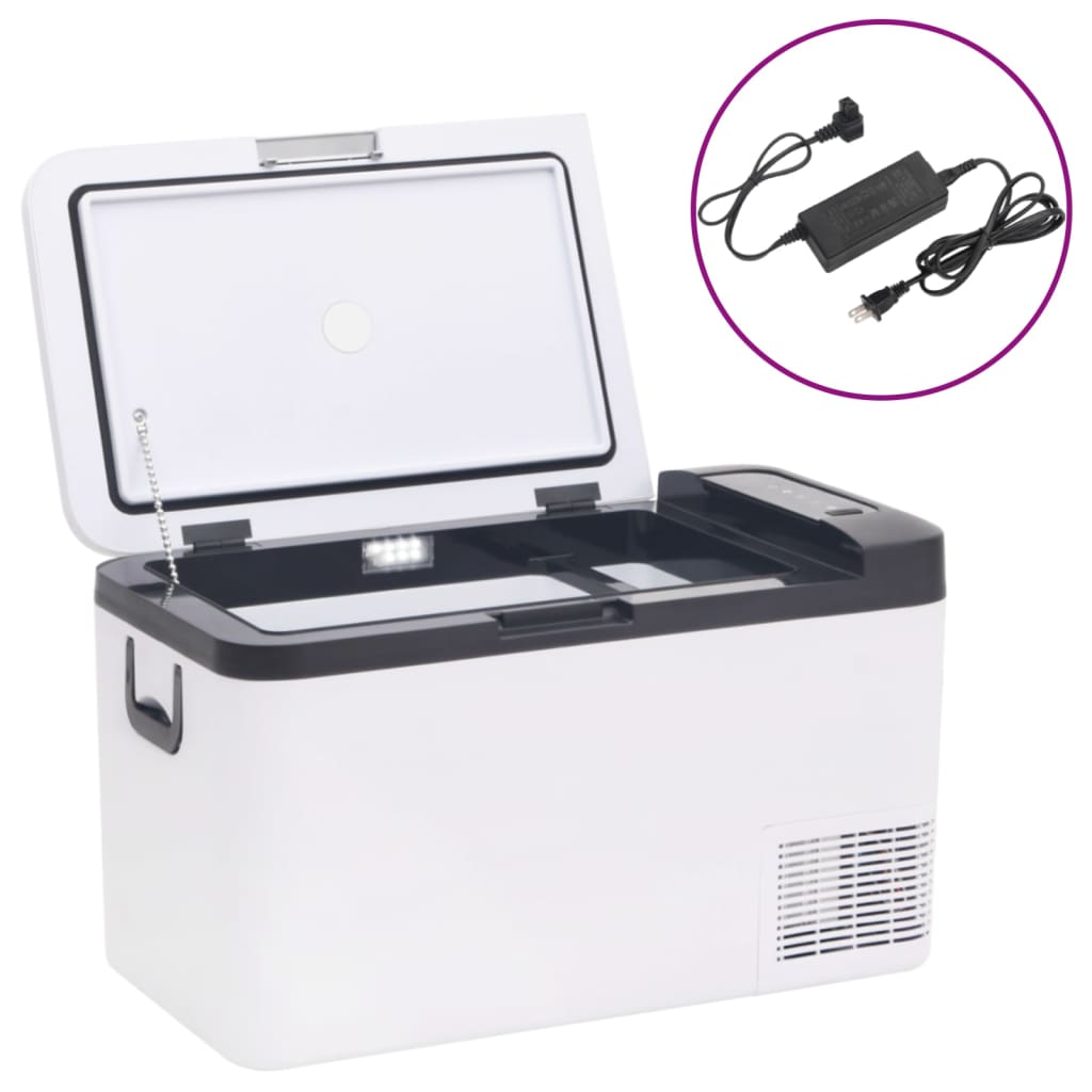 vidaXL Cool Box with Handle and Adapter Black and White 18 L PP & PE