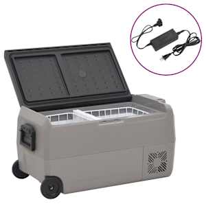 vidaXL rataste ja adapteriga jahutuskast, must ja hall, 60 l, PP & PE