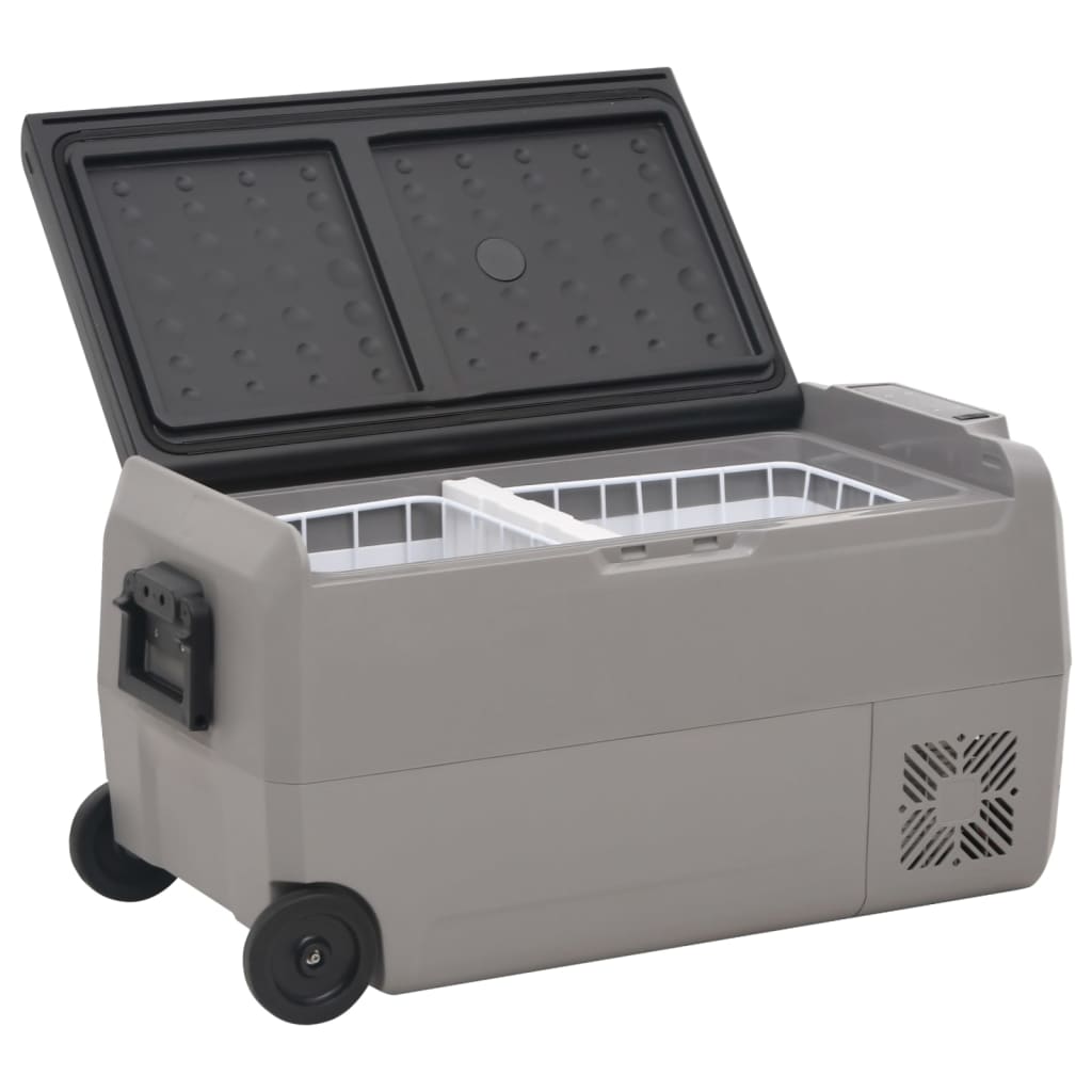 Chladicí box s kolečky a adaptérem černý a šedý 60 l PP a PE