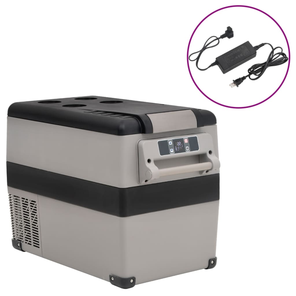 vidaXL Cool Box with Handle and Adapter Black and Grey 35 L PP & PE