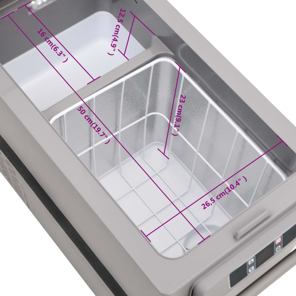 Chladicí box s rukojetí a adaptérem černý a šedý 35 l PP a PE - obrázek 18
