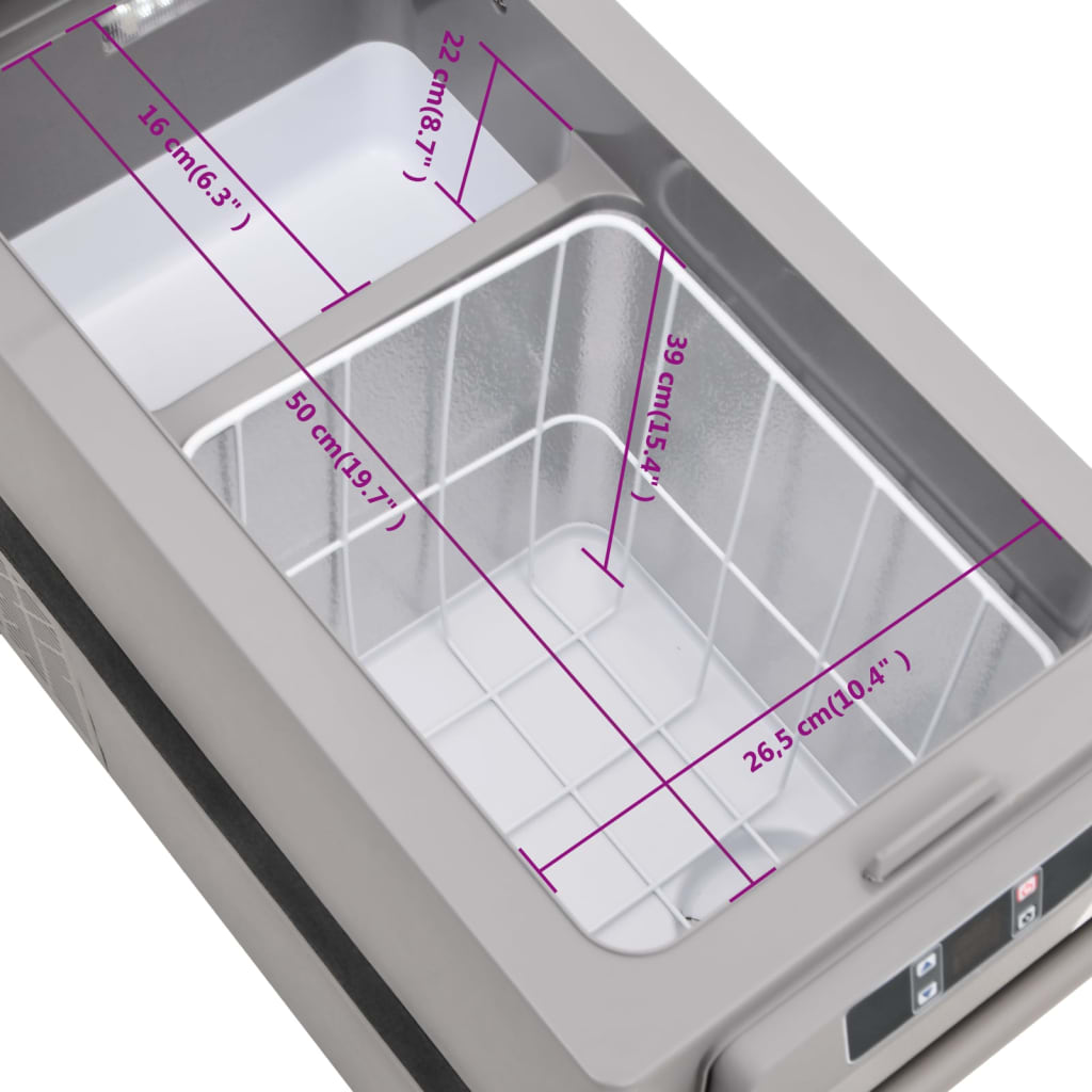 Chladicí box s rukojetí a adaptérem černý a šedý 55 l PP a PE - obrázek 18