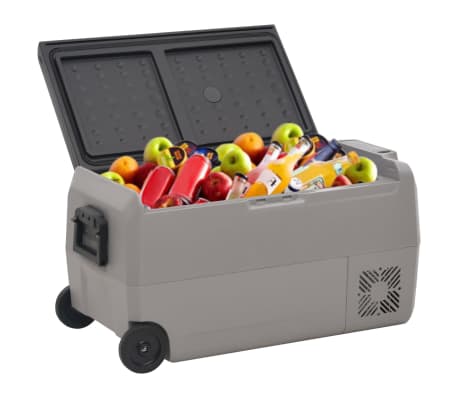 vidaXL Cool Box with Wheel and Adapter Black & Grey 60 L PP & PE