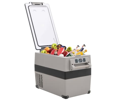 vidaXL Cool Box with Handle and Adapter Black and Grey 35 L PP & PE