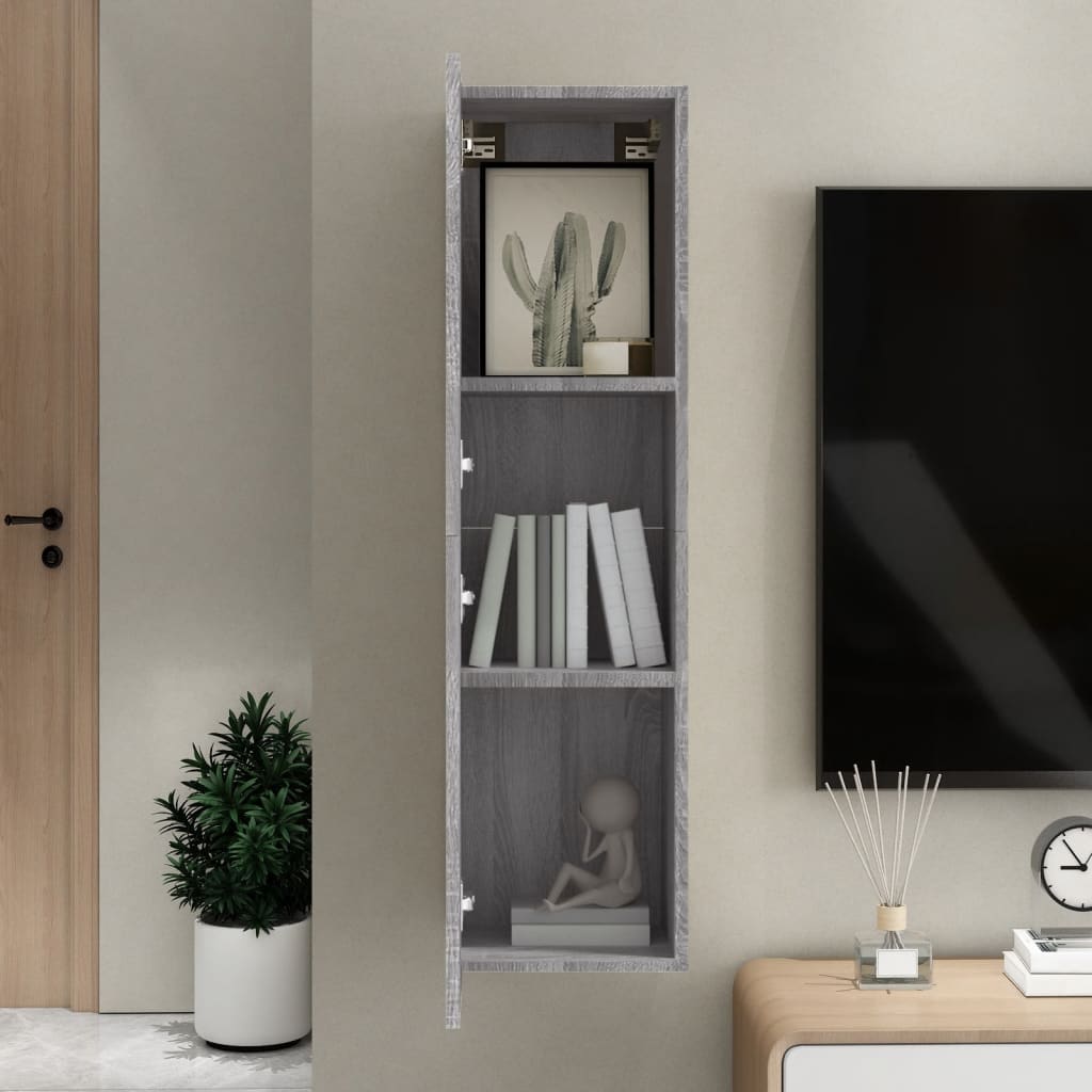 vidaXL Dulap TV montat pe perete, gri sonoma, 30,5x30x110 cm