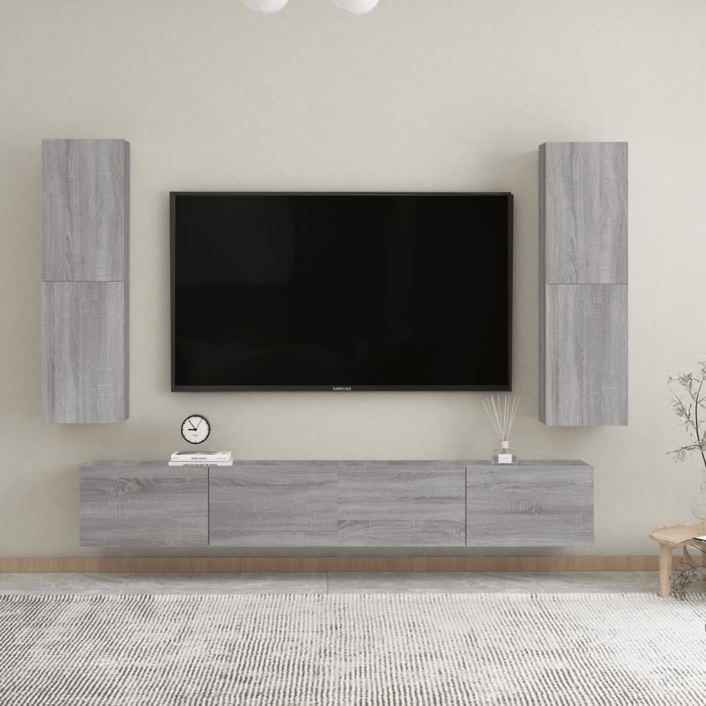vidaXL TV-Wandschränke 2 Stk. Grau Sonoma 30,5x30x110 cm