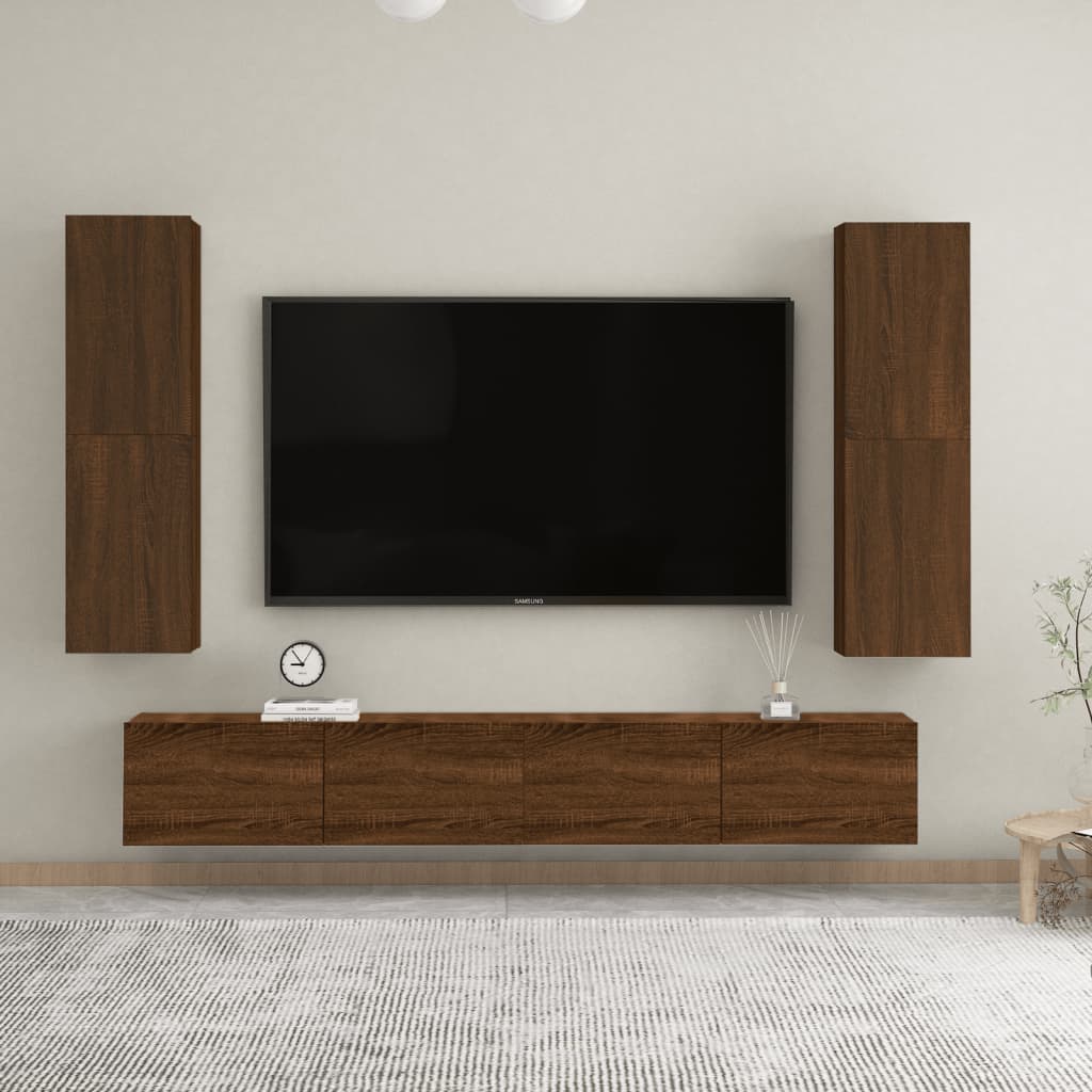 2 db barna tölgy falra szerelhető TV-szekrény 30,5x30x110 cm