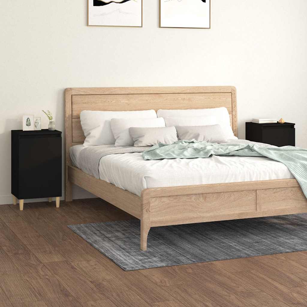 Sengeborde 2 stk. i sort konstrueret træ - 40 × 35 × 70 cm