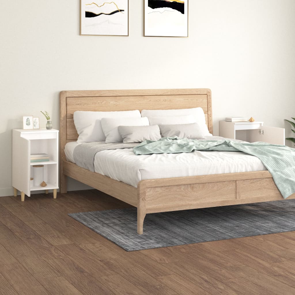 vidaXL Nachtkastjes 2 st 40x35x70 cm bewerkt hout hoogglans wit afbeelding