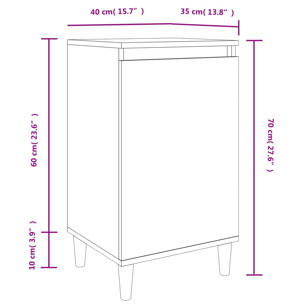 Noptiere, 2 buc., gri beton, 40x35x70 cm, lemn prelucrat