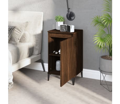 vidaXL Table de chevet ch&ecirc;ne marron 40x35x70 cm bois d'ing&eacute;nierie