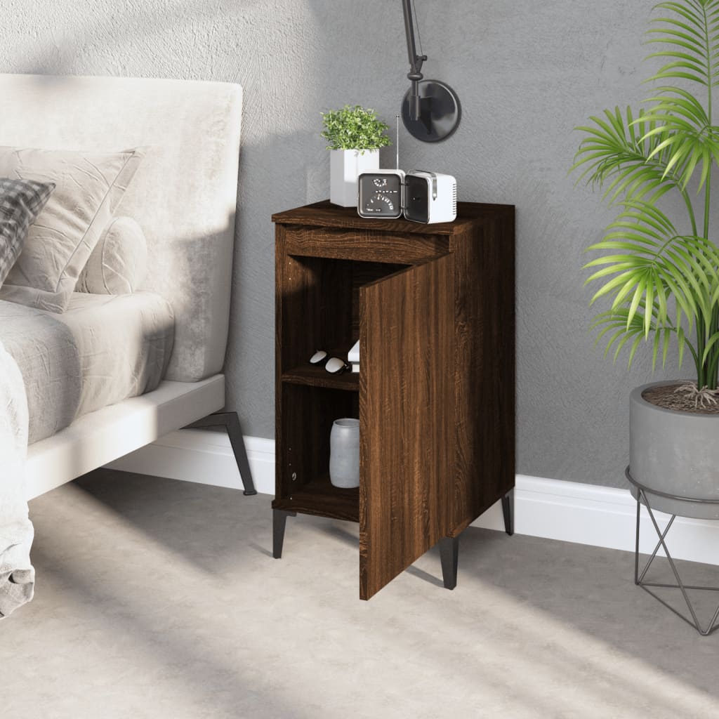 vidaXL Nachtkastjes 2 st 40x35x70 cm bewerkt hout bruin eikenkleur afbeelding