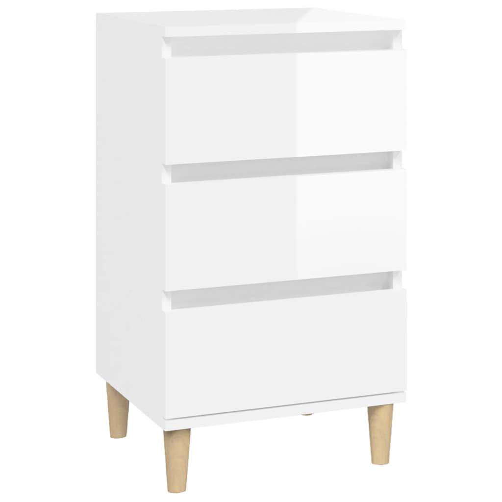 vidaXL Nachtkastje 40x35x70 cm bewerkt hout hoogglans wit