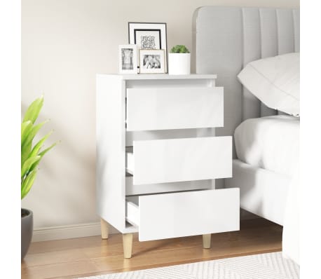 vidaXL Naktinė spintelė, balta, 40x35x70cm, apdirbta mediena, blizgi