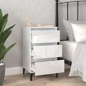 vidaXL Bedside Cabinet High Gloss White 40x35x70 cm Engineered Wood