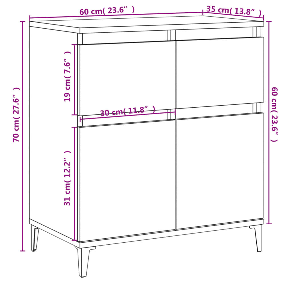 Komoda siva sonoma 60x35x70 cm inženirski les