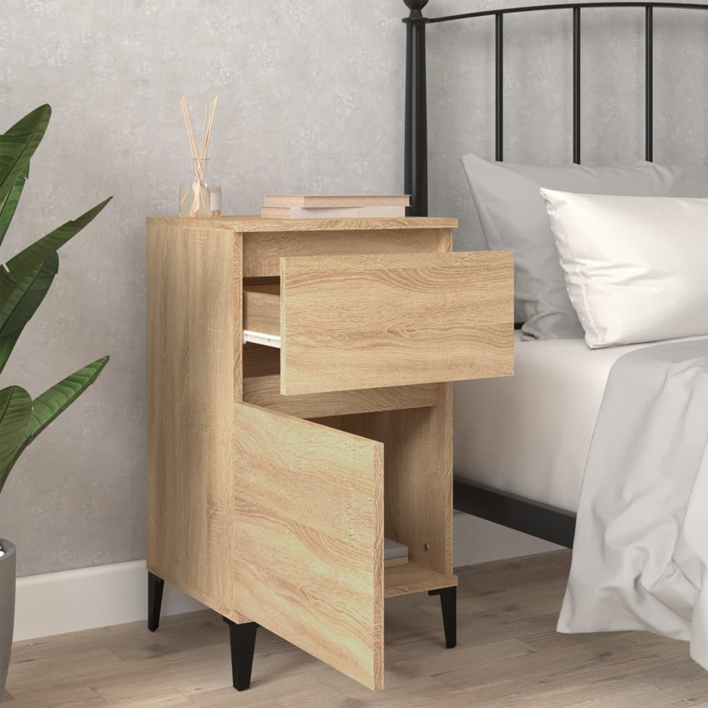 vidaXL Nachtkastjes 2 st 40x35x70 cm bewerkt hout sonoma eikenkleurig afbeelding
