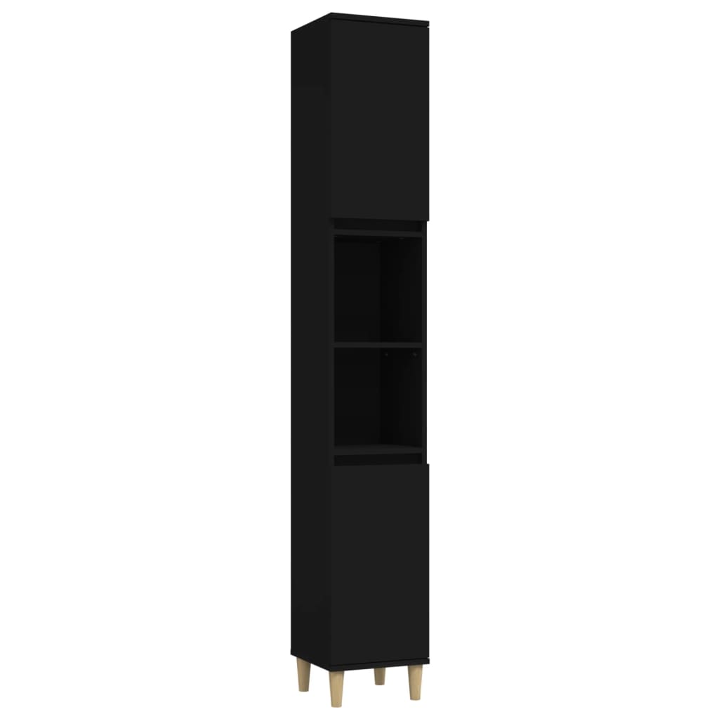 vidaXL Koupelnová skříňka černá 30 x 30 x 190 cm kompozitní dřevo