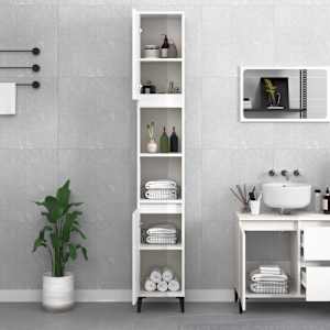 vidaXL Vonios kambario spintelė, balta, 30x30x190cm, mediena, blizgi