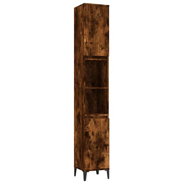 vidaXL vannitoakapp, suitsutatud tamm, 30 x 30 x 190 cm, tehispuit