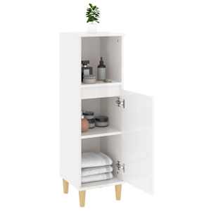 Koupelnová skříňka lesklá bílá 30x30x100 cm kompozitní dřevo - obrázek 4