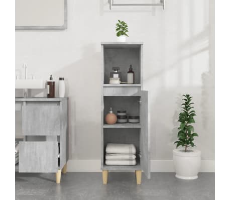 vidaXL Armario de ba&ntilde;o madera contrachapada gris hormig&oacute;n 30x30x100 cm
