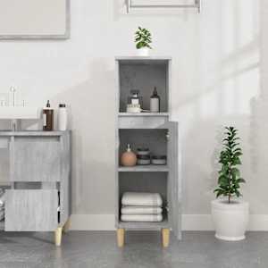 vidaXL Armario de ba&ntilde;o madera contrachapada gris hormig&oacute;n 30x30x100 cm