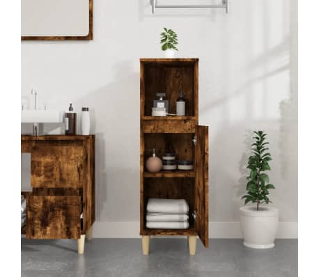 vidaXL vannasistabas skapītis, ozola, 30x30x100 cm, inženierijas koks