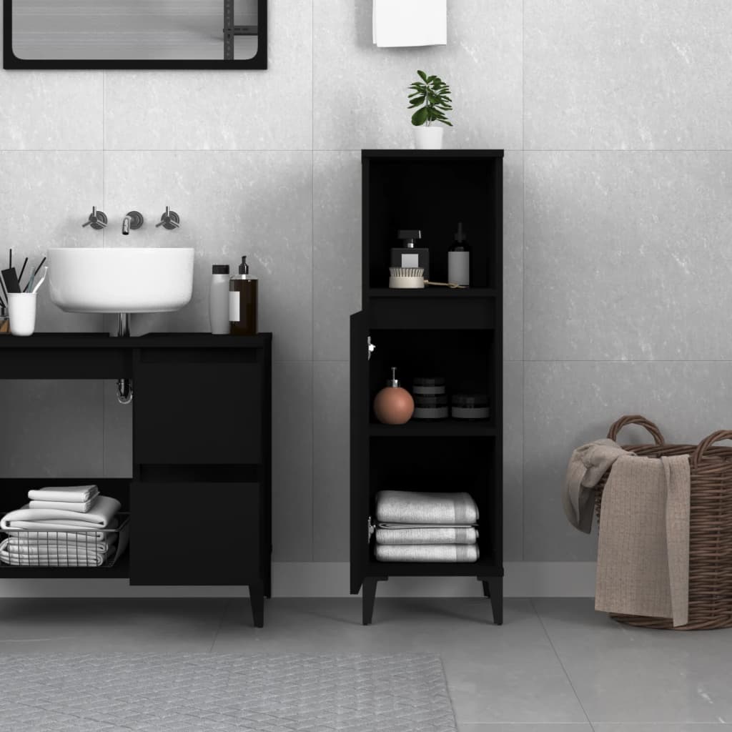 Thumbnail - vidaXL Badschrank Schwarz 30x30x100 cm Holzwerkstoff