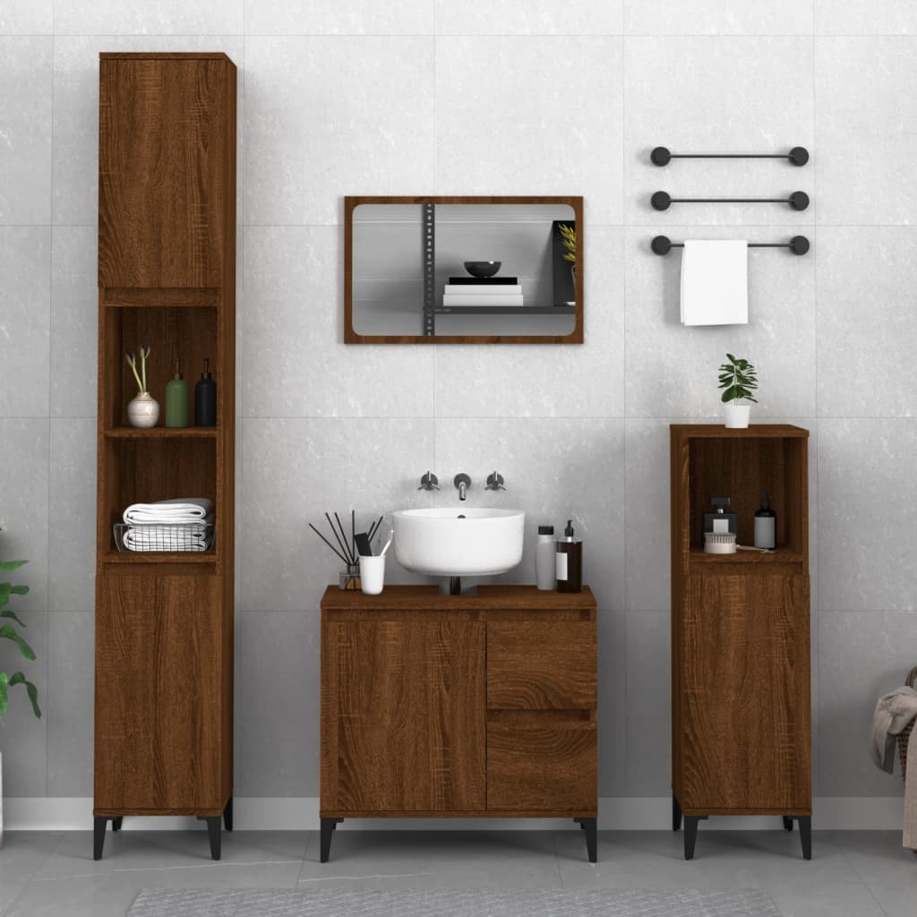 Bathroom Cabinet Freestanding Toilet Storage Cupboard Engineered Wood ...