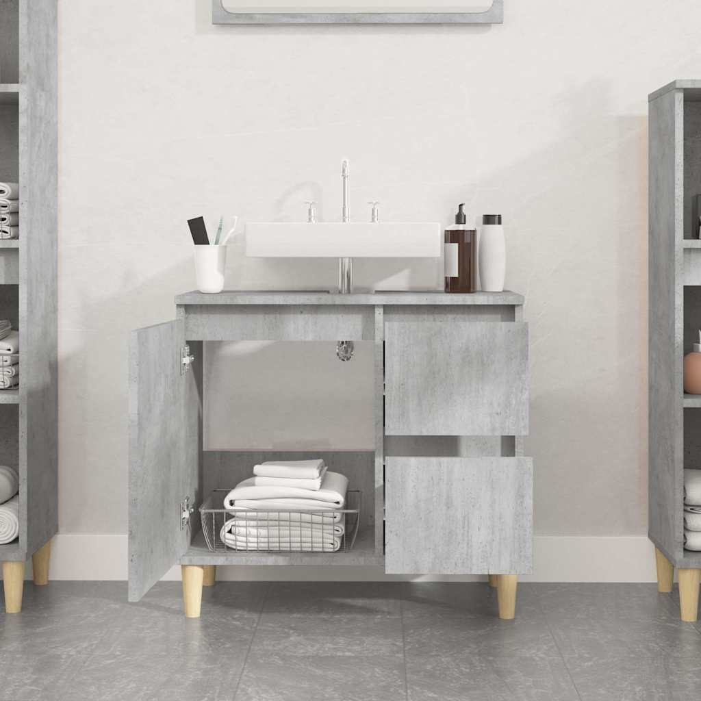 vidaXL Badkamerkast 65x33x60 cm bewerkt hout betongrijs afbeelding