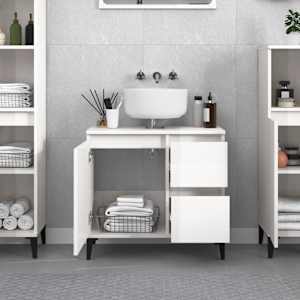 vidaXL Dulap de baie, alb extralucios, 65x33x60 cm, lemn prelucrat