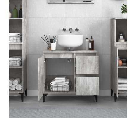 vidaXL Bathroom Cabinet Concrete Grey 65x33x60 cm Engineered Wood