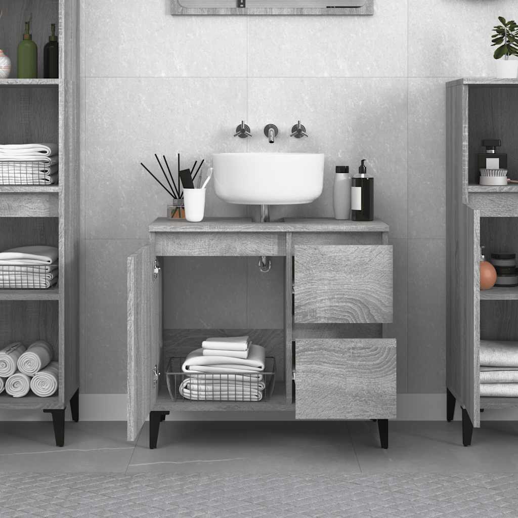 vidaXL Badkamerkast 65x33x60 cm bewerkt hout grijs sonoma eikenkleurig afbeelding