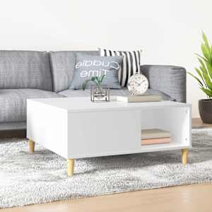 Klubska mizica bela 80x80x36,5 cm inženirski les